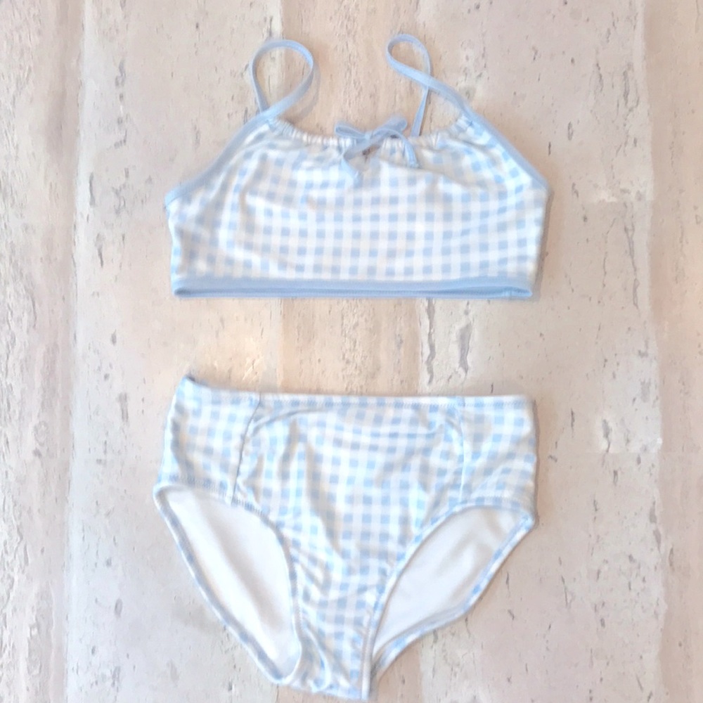 Girl’s Cat & Jack Blue And White Plaid 2 Piece Swimsuit (Bikini)